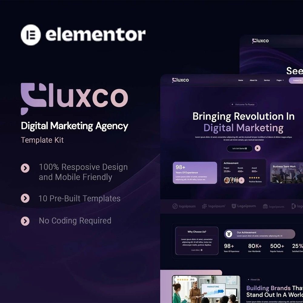 Fluxco - Digital Marketing Agency Elementor Template Kit